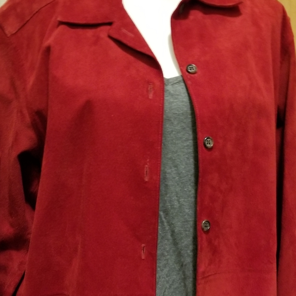women's Red Leather Blazer